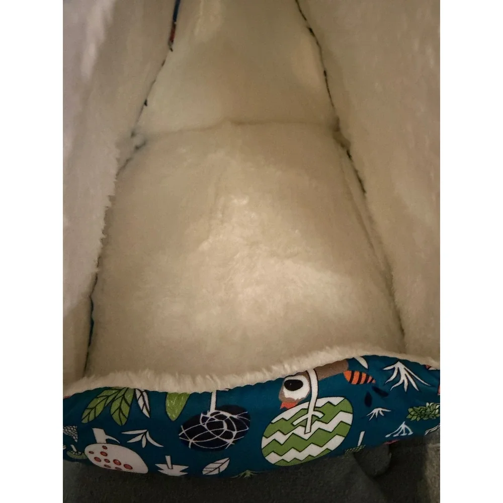 Unbranded Jungle Animal Pet Bed Small Teal New Plush Fleece Lined Tent Cave